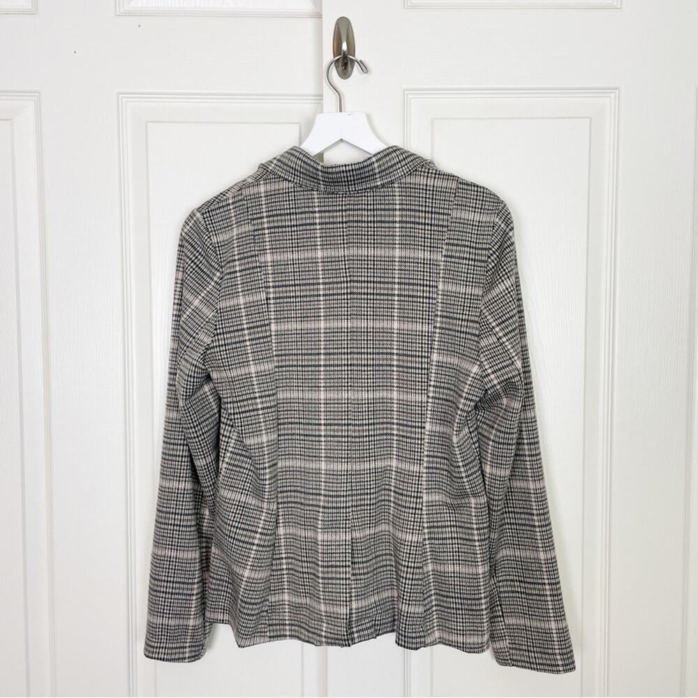 Anthropologie Maeve Collegiate Plaid Ponte Knit Blazer Tan Black Houndstooth SzM - Picture 6 of 9